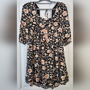 American Eagle black floral baby doll dress. Size Small.